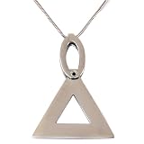 Triangle Pendant Necklace Stainless Steel Unisex Polished Finish 16" by Bucasi