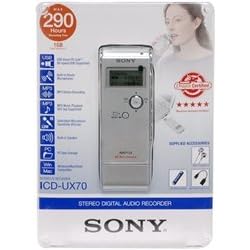 Sony ICDUX70 Digital Voice Recorder MP3 Stereo Recording and Playback