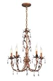 5 Lites Chandelier - Wrought Iron With Crystals