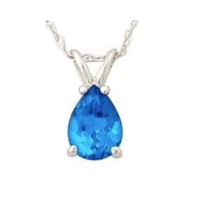 All-Natural Genuine 8x6 mm, Pear Shape Blue Topaz pendant set in 14k White... by Blue-Topaz Sets