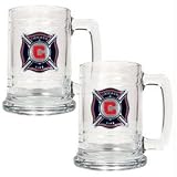 Chicago Fire MLS 2pc 15oz Glass Tankard Set - Primary Team Logo