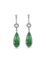 6.18Ct Emerald & Diamond Dangling Hoop Earrings 18k Gold
