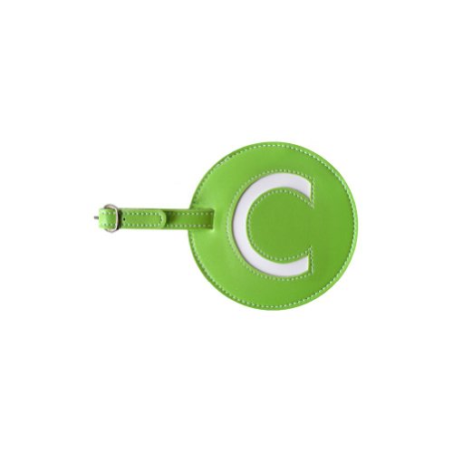 pb travel Leather Initial C Luggage Tag Set of 2 (Green)