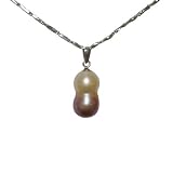 Fortune Charm Pearl Pendant on Silver Chain Necklace, White/Lavender