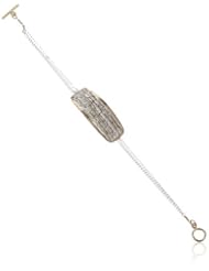 Dana Kellin Simple and Sexy Gold Frame Filled with Handmade Silver Beads Bracelet, 7.25"