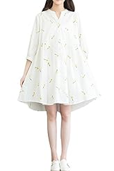 Floral Print Cotton/Linen  Dress