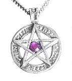 Nordic Magician Runic Pentagram Pentacle Crystal Pendant Necklace