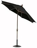 11' Auto-tilt Umbrella Woodgrain Black Sunbrella