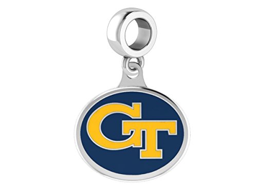 Georgia Tech Yellow Jackets Logo Dangle Charm Fits All European Style Charm Bracelets.