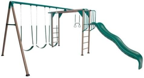 Lifetime Monkey Bar Adventure Swing Set with 9 Foot Wavy Slide