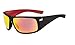 Nike Grey with Mild Flash Lens Wrapstar R Sunglasses, Matte Black/Gym Red