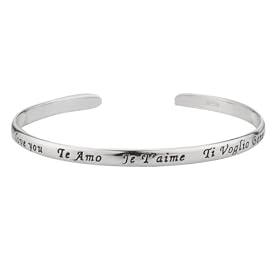 Sterling Silver "I Love You, Te Amo, Je T'Aime, Ti Voglio Bene" Cuff Bracelet