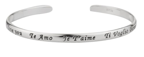 Sterling Silver “I Love You, Te Amo, Je T’Aime, Ti Voglio Bene” Cuff Bracelet