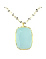 Yellow Gold Plated Silver 31 2/5ct TGW Aqua Chalcedony and Smokey Quartz Bead Necklace (22")