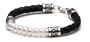 Freshwater Cultured Pearl and Woven Leather Bracelet, 7"