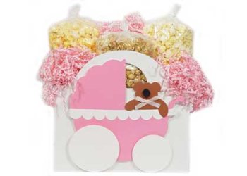New Arrival - Baby Girl Gift Basket - Gourmet Popcorn Creation by America