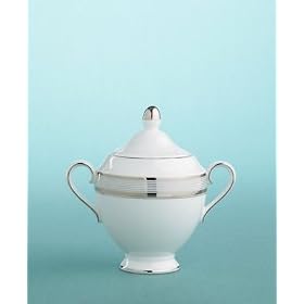 Martha Stewart Collection with Wedgwood Ribbon Stripe Covered Sugar Bowl in Silver by Martha Stewart