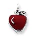 Sterling Silver Enameled Red Apple Charm with 20 inch Sterling Silver Chain