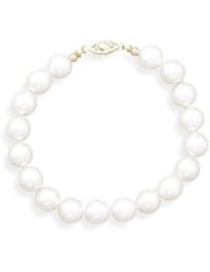 7" 8-8.5mm (0.31"-0.33") Cultured Freshwater Pearl Bracelet Individually Knotted with a 14K Yellow Gold Clasp