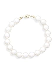 8" 8-8.5mm (0.31"-0.33") Cultured Freshwater Pearl Bracelet Individually Knotted with a 14K Yellow Gold Clasp