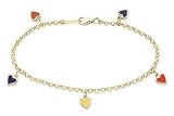 Childrens 14K yellow Gold Enamel Heart Charm Bracelet