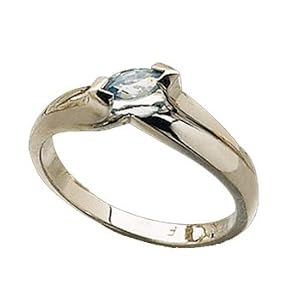 14K White Gold Blue Marquise Cut Zircon Designer Ring