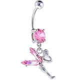 Passion Pink GIANT GEM FAIRY Dangle Belly Ring