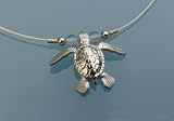 Sculptural Sterling Silver Ocean Themes Pendants Finished with Glass Beads with Silver Cable Wire Jewelry Necklace