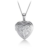 Sterling Silver Engraved Heart Pendant w/chain 18