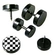 Fake Piercing Ear Plugs with Checker Pattern Design - Sizes: Big Sold as a Pair