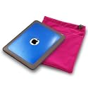 APPLE IPAD 3 PC EXECUTIVE ACCESSORY PACK - GEL EDGE BLUE FROSTED  CRYSTAL CASE, SCREEN PROTECTOR, PINK POUCH PART OF THE QUBITS  ACCESSORIES RANGE