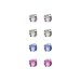 Sterling Silver 4mm Clear, Blue, Light Violet and Amethyst Cubic Zirconia Stud Earrings, Set of Four