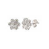 14k White Gold Diamond Children Flower Earrings (0.22Cttw, SI Clarity, H Color)