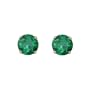 10k Yellow Gold Created Emerald Earrings