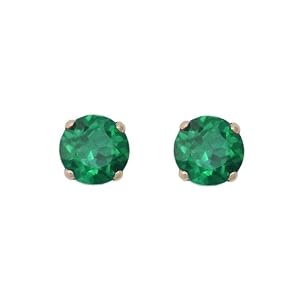 Buy 10k Yellow Gold Created Emerald Earrings by Amazon.com Collection