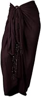 Back From Bali Womens Sarong Swimsuit Cover Up Beach Skirt Solid Beaded Clip
