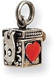 Enameled Heart Wish Box Charm, Sterling Silver