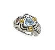 925 Silver, Blue Topaz & Garnet Ring with 14k Gold Accents Sizes 6-8