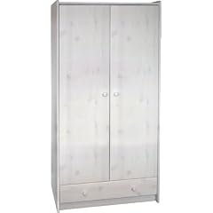 Steens 29010013 Kleiderschrank SFK 180 x 95 x 58 cm Kiefer massive, white wash