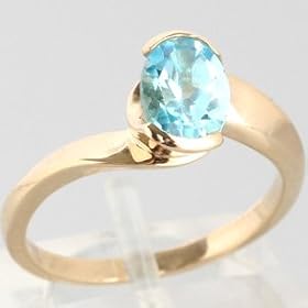 14K Yellow Gold Blue Topaz Ring - OldCities Estate Jewelry by 