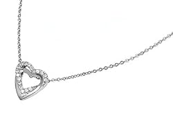 Sterling Silver CZ Necklace - Heart - Chain: 16-18" (Adjustable) Height: 14 mm