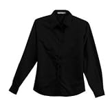 NEW Port Authority - Ladies Long Sleeve Easy Care, Soil Resistant Shirt Black-M