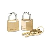 MASTER LOCK Three Pin Brass Tumbler Locks, 3/4 Wide, Two Locks and Two Keys per Pack (Case of 20) Master Lock® Twin Brass 3-Pin Tumbler Lock PADLOCK,BRASS,3/4