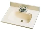 Crane Plumbing Doverstone Cultured Marble Lavatory Vanity Top with Recessed Sink with Overflow, White #8919-1