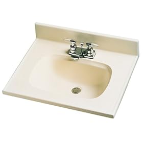 Crane Plumbing Doverstone Cultured Marble Lavatory Vanity Top with Recessed Sink with Overflow, White #8919-1