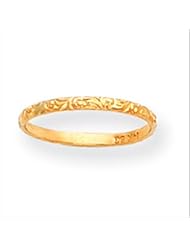 MadiK® 14k Yellow Gold Textured & Etched Baby Band Ring Size 3