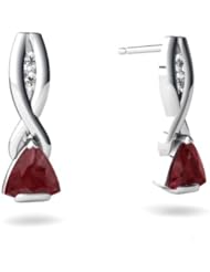 Genuine Ruby 14kt White Gold Earrings