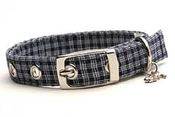 Designer Dog Collar ~ Navy Plaid ~ by Dixie Digs
