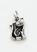 Black Enameled Cat Charm, Sterling Silver