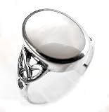 Sterling Silver Mother of Pearl Inlay Celtic Knot Ring (Size 5,6,7,8,9,10)